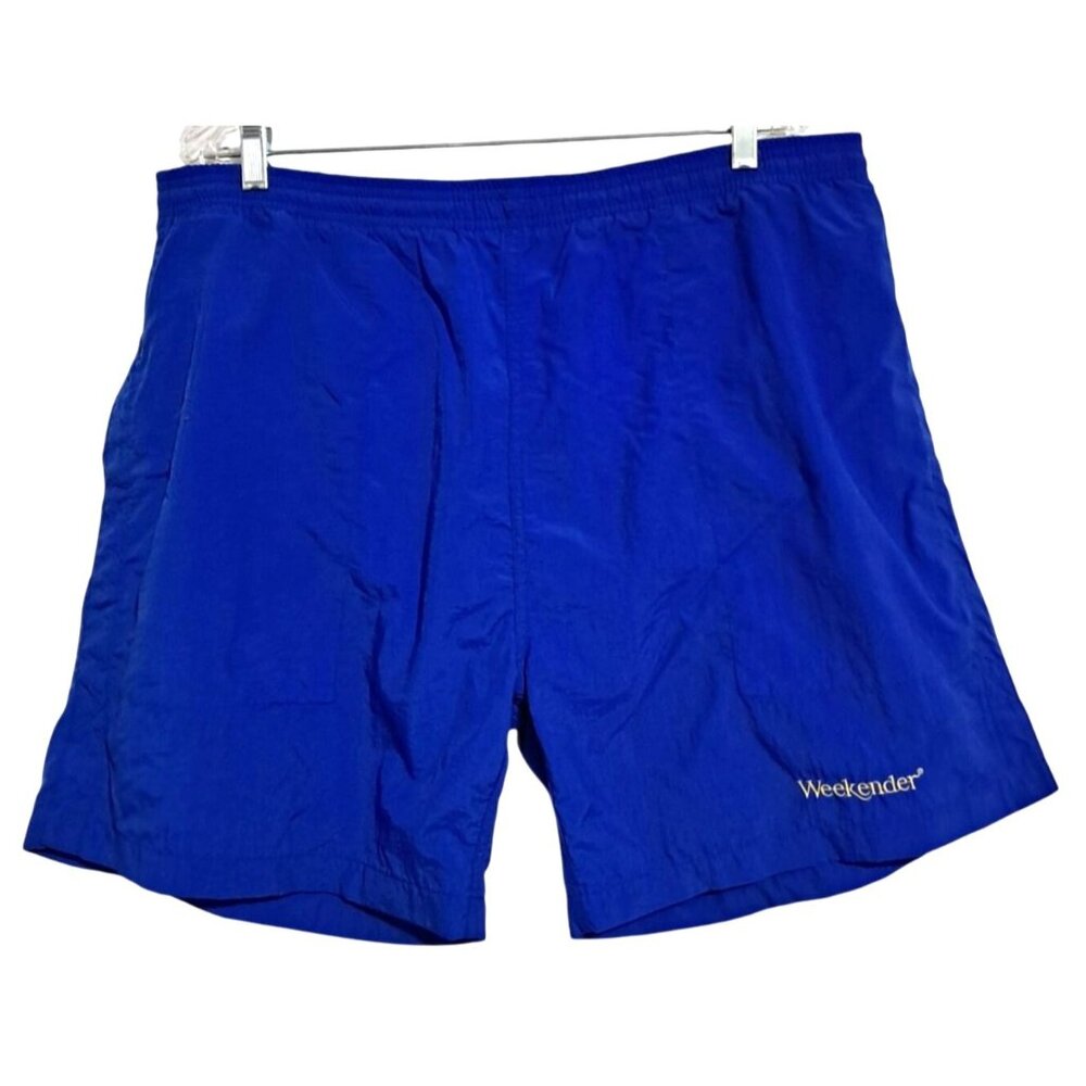 Weekender Nylon Swim Shorts‎ Mens XL Blue With Side & Back Pockets Vintage